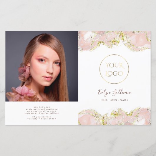 Tweevoudige brochure voor roze marmerontwerp (Voorkant)