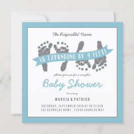 Tweevoudige dozen met blauw en grijs Baby shower Kaart