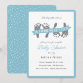 Tweevoudige dozen met blauw en grijs Baby shower Kaart (Voorkant / Achterkant)