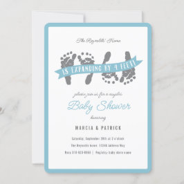 Tweevoudige dozen met blauw en grijs Baby shower Kaart
