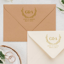 Tweevoudige Initialen en Names Wedding Monogram Rubberstempel