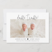 Tweevoudige Trouble Twins Photo Birth Aankondiging (Voorkant)