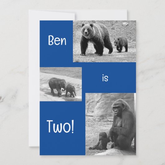 Tweevoudige uitnodiging voor Zoo Birthday Party (Voorkant)