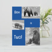 Tweevoudige uitnodiging voor Zoo Birthday Party (Staand voorkant)