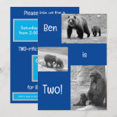 Tweevoudige uitnodiging voor Zoo Birthday Party (Voorkant / Achterkant)