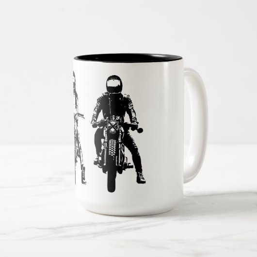 Tweewielige zwarte en Witte fietsen Tweekleurige Koffiemok (Voorkant rechts)