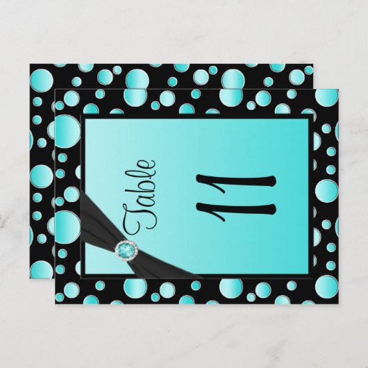 Tweezijdig aaqua, zwart poka-puntenlijstnummer briefkaart (Voorkant / Achterkant)