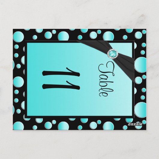 Tweezijdig aaqua, zwart poka-puntenlijstnummer briefkaart (Achterkant)