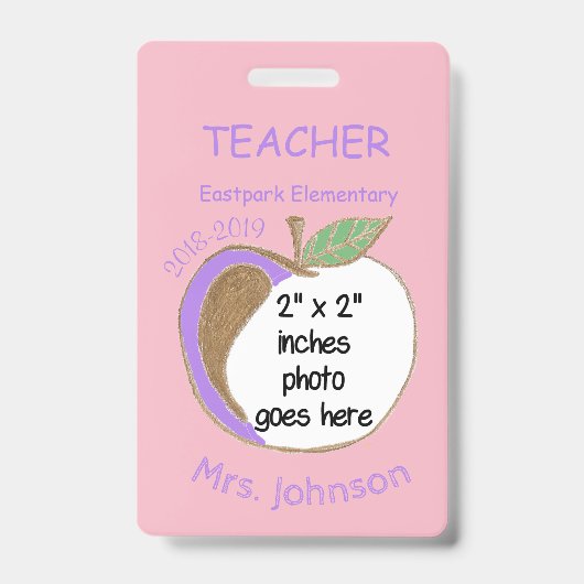 Tweezijdig appel school leraren ID badge (Voorzijde)