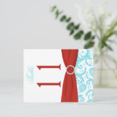 Tweezijdig Aqua, Rood, Wit Damasktafel nummer Briefkaart (Staand voorkant)