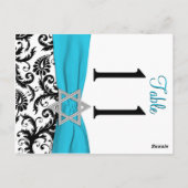 Tweezijdig Aqua, zwart, wit Damask-tabelnummer Briefkaart (Achterkant)