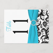 Tweezijdig Aqua, zwart, wit Damask tafelnummer (Voorkant)