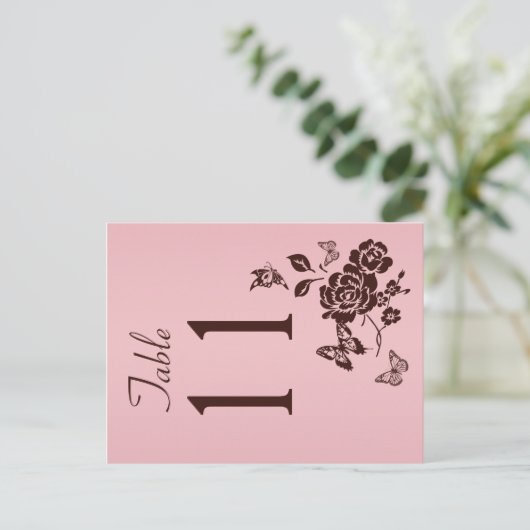 Tweezijdig Blush Roze en Bruin Tafelnummer (Staand voorkant)