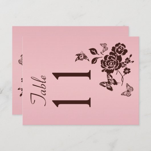 Tweezijdig Blush Roze en Bruin Tafelnummer (Voorkant / Achterkant)