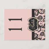 Tweezijdig Blush Roze en Grijs Damast Tafelnummer (Voorkant)