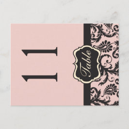 Tweezijdig Blush Roze en Grijs Damast Tafelnummer