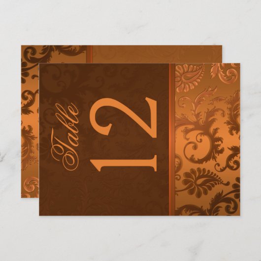 Tweezijdig Bruin en Koperdamast Tafelnummer (Voorkant / Achterkant)