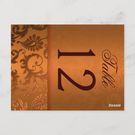 Tweezijdig Bruin en Koperdamast Tafelnummer (Achterkant)