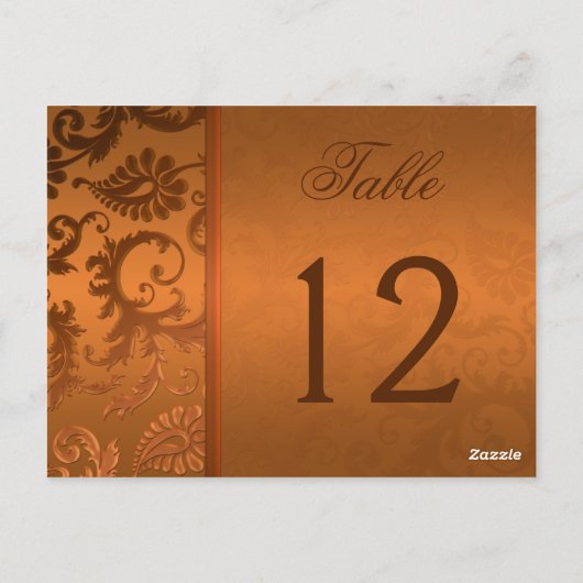 Tweezijdig Bruin en Koperdamast Tafelnummer (Achterkant)