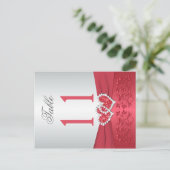 Tweezijdig Coral Pink en Grijs Floral Tafelnummer (Staand voorkant)