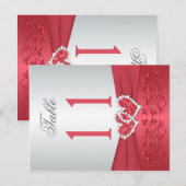 Tweezijdig Coral Pink en Grijs Floral Tafelnummer (Voorkant / Achterkant)