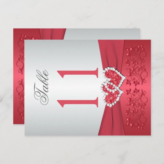 Tweezijdig Coral Pink en Grijs Floral Tafelnummer (Voorkant / Achterkant)