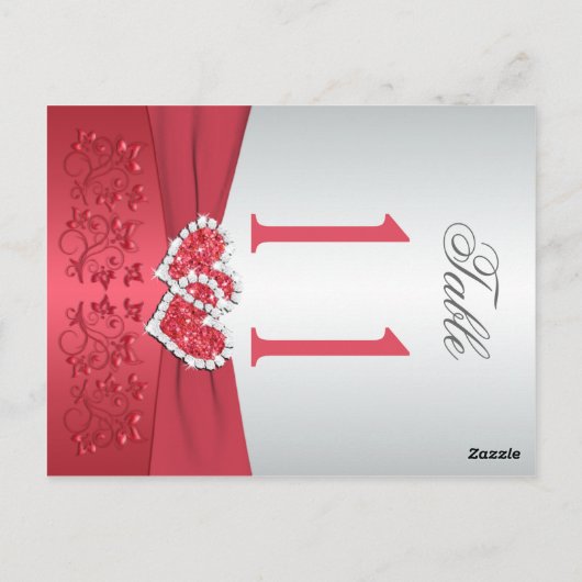 Tweezijdig Coral Pink en Grijs Floral Tafelnummer (Achterkant)