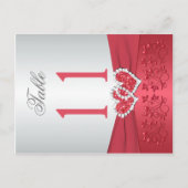 Tweezijdig Coral Pink en Grijs Floral Tafelnummer (Voorkant)