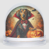 Tweezijdig Dachshund Vampire Snow Wereldbol Sneeuwbol (Voorkant)
