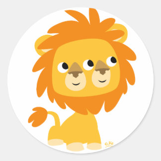 Tweezijdig de kleinste cartoon leeuw rond de stick ronde sticker