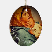 Tweezijdig eerste kerstfotoornament keramisch ornament (Rechts)