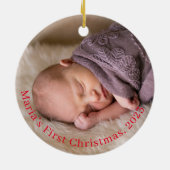 Tweezijdig eerste kerstfotoornament keramisch ornament (Achterkant)