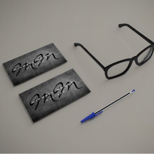 Tweezijdig grijs krijtbord vet monogram minimalist visitekaartje