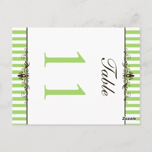 Tweezijdig groen en wit gestreepte tafelnummer (Achterkant)