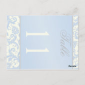 Tweezijdig Ivoor en Blauw Damast Tafelnummer (Achterkant)