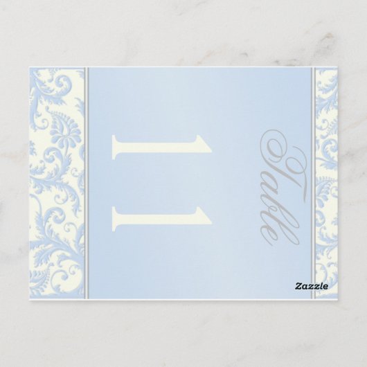 Tweezijdig Ivoor en Blauw Damast Tafelnummer (Achterkant)