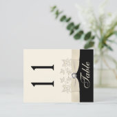 Tweezijdig Ivoor en Zwart Bloemen Tafelnummer (Staand voorkant)