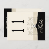 Tweezijdig Ivoor en Zwart Bloemen Tafelnummer (Voorkant / Achterkant)