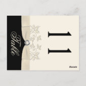 Tweezijdig Ivoor en Zwart Bloemen Tafelnummer (Achterkant)