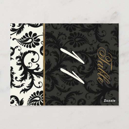 Tweezijdig Ivoor, Goud, en Zwart Lijstnummer Briefkaart (Achterkant)