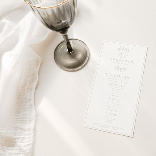 Tweezijdig Ivoor & Taupe Bruiloft Bar/Diner Menu