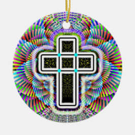 tweezijdig kruis keramisch ornament