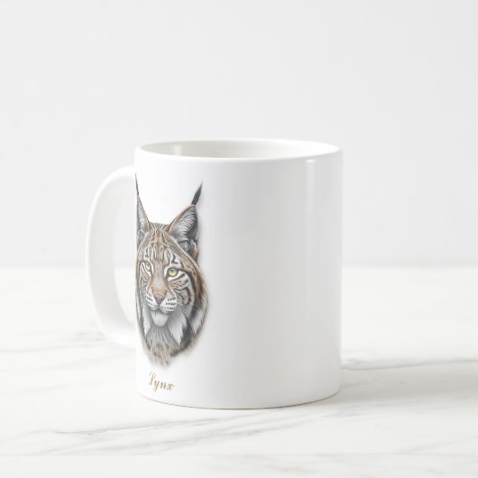 Tweezijdig Lynx koffie Mok ontwerp (Voorkant links)
