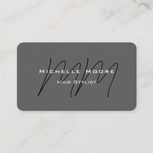 Tweezijdig Monogram Zwarte Grijze Calligraphy Linn Visitekaartje