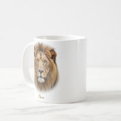 Tweezijdig ontwerp van de Lion Coffee Mok (Voorkant links)