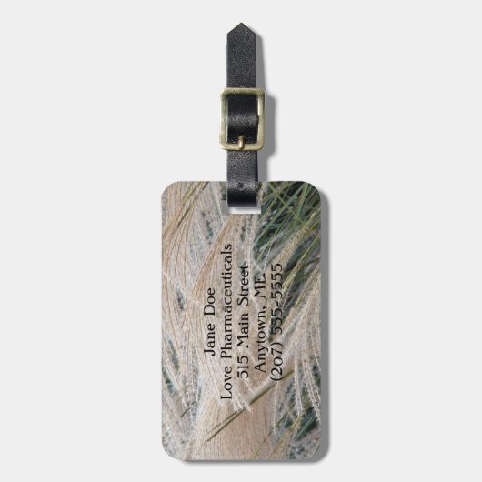 Tweezijdig ornamentaal gras bagagelabel (Voorkant verticaal)