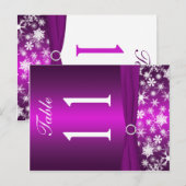 Tweezijdig Paarse Witte Sneeuwvlokken Tafelnummer (Voorkant / Achterkant)