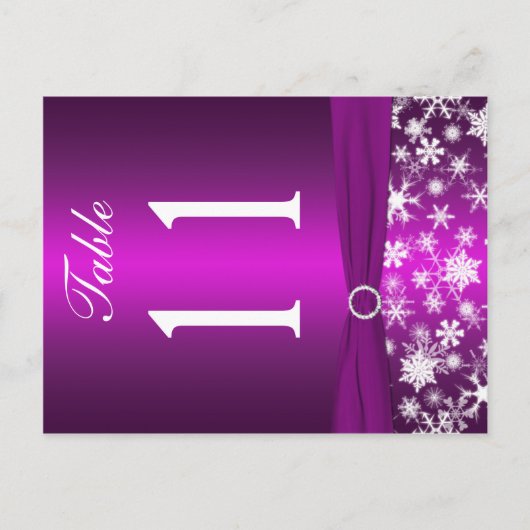 Tweezijdig Paarse Witte Sneeuwvlokken Tafelnummer (Voorkant)