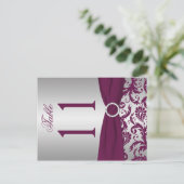 Tweezijdig Plum en Silver Damask-tabelnummer Briefkaart (Staand voorkant)