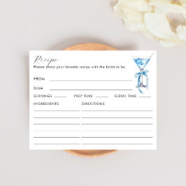 Tweezijdig recept voor blauwe martini bruidsdouche informatiekaartje